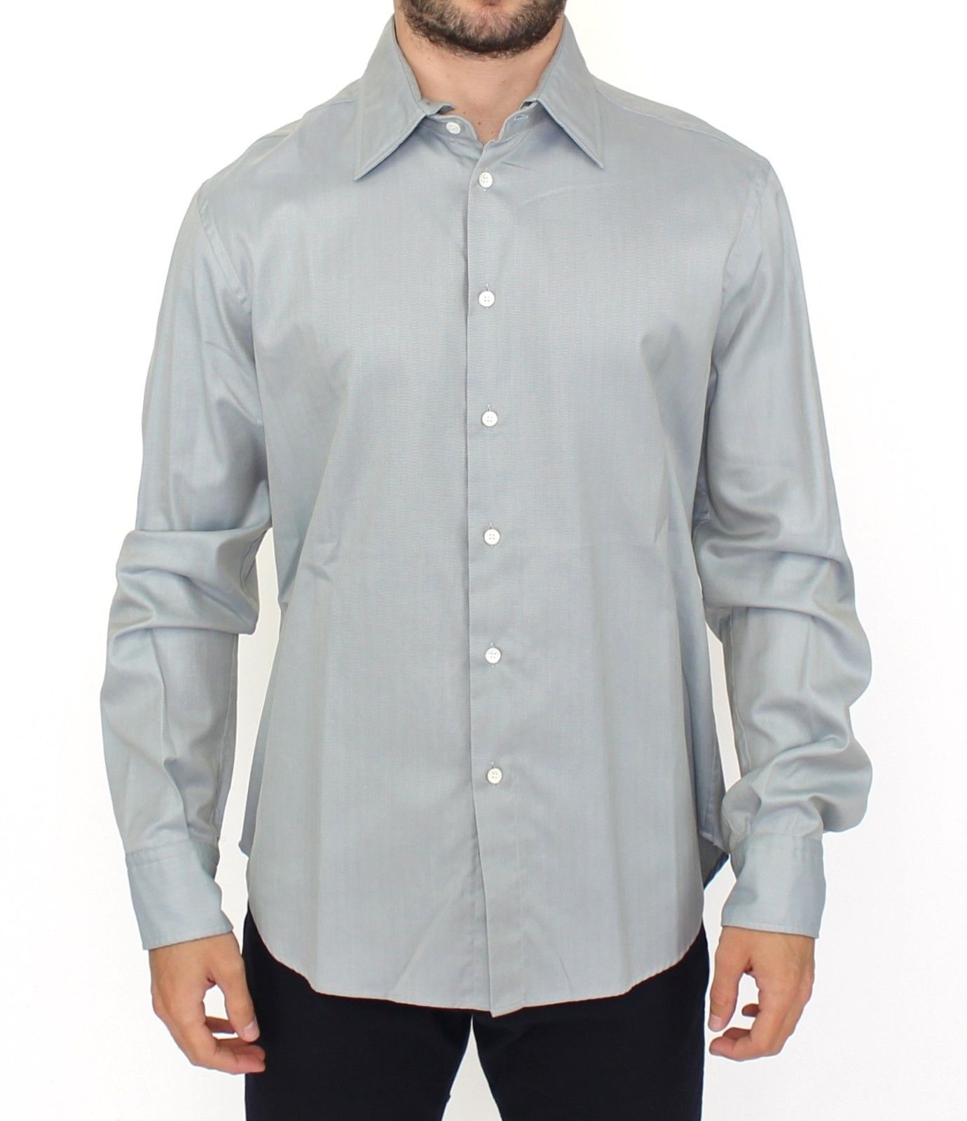 Ermanno Scervino Grey Long Sleeve Cotton Shirt Casual Top